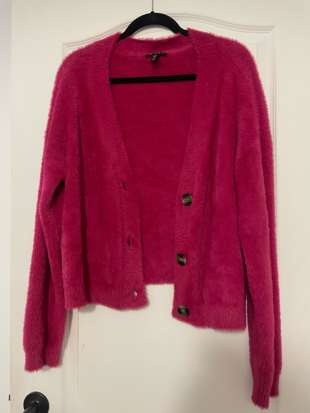Tribal Plush Fuchsia Button-Front Cardigan - Size Medium